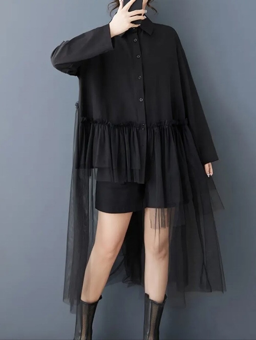 Shirt with Chiffon tulle